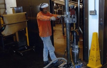 Core drilling equipment on job site