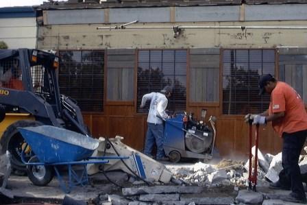 Demolition crew at work